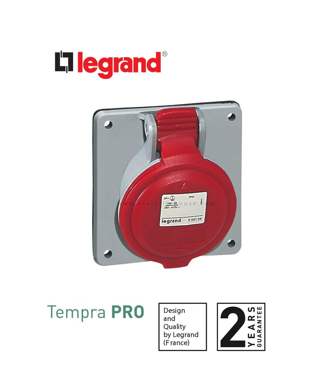 ليجراند - فيش صناعي على لوحة IP44, 380/415 V~, 32 A, 3P+N+E