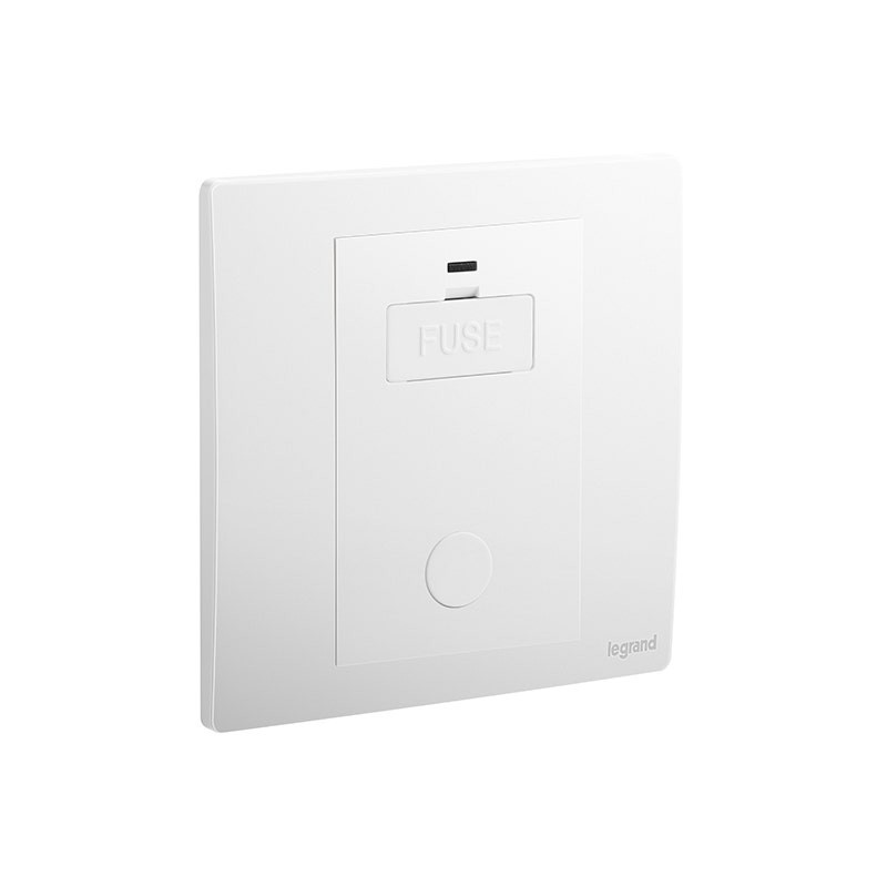 LEGRAND - Fused Connection Unit Mallia Senses, 1 Gang, Unwitched, 13A 250V, with Led Indicator + Cord Outlet, Matt White