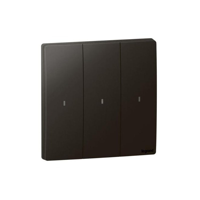 LEGRAND - Wired Light Switch Mallia Senses, 3 Gang without Neutral, Matt Black