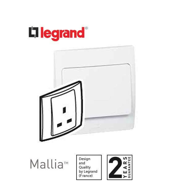 DISCONTINUED LEGRAND - Socket Outlet Mallia, Unswitched, 1 Gang, 13 A, 250 V~, White