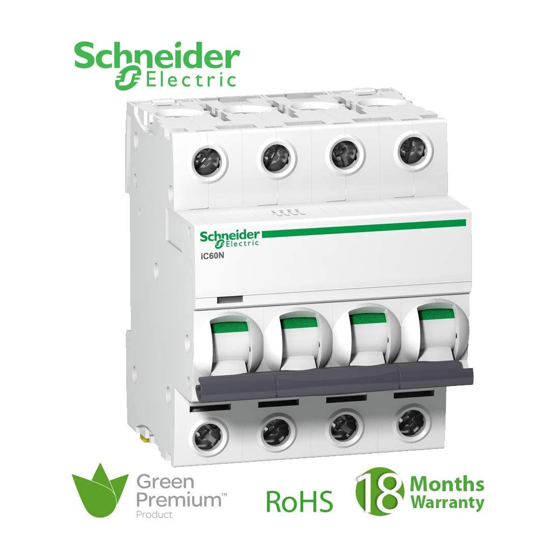 SCHNEIDER - MCB Breaker, Acti9 iC60N, 4P, 6A, C curve 