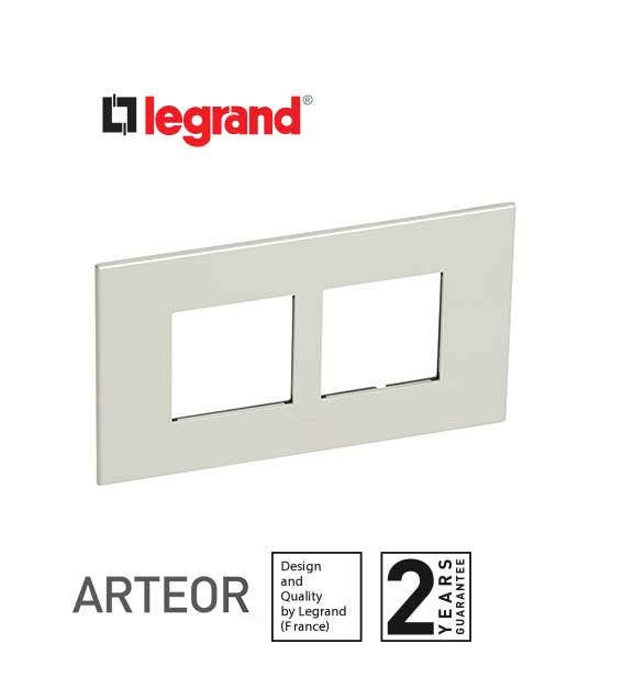 LEGRAND - Plate Arteor, British Std, Square, 4 Modules, Pearl Aluminum
