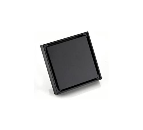 Tile drain, 15×15, black steel with Italian backsplash