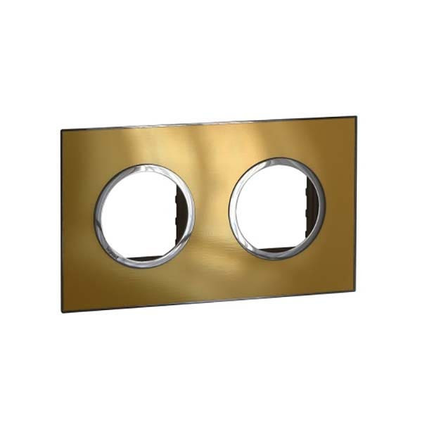 LEGRAND - Plate Arteor, French/German, Round, 2x2 Modules, Gold Brass