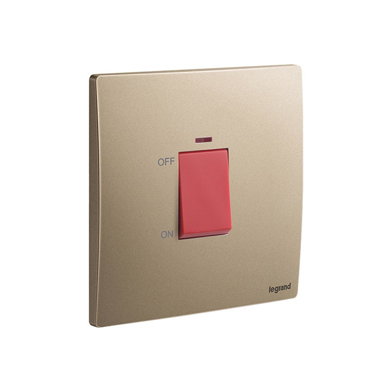 LEGRAND - Double Pole Switch Mallia Senses, HK, 1 Gang, 1 Way, 32A, 250V, with Red Indicator, Dark Bronze