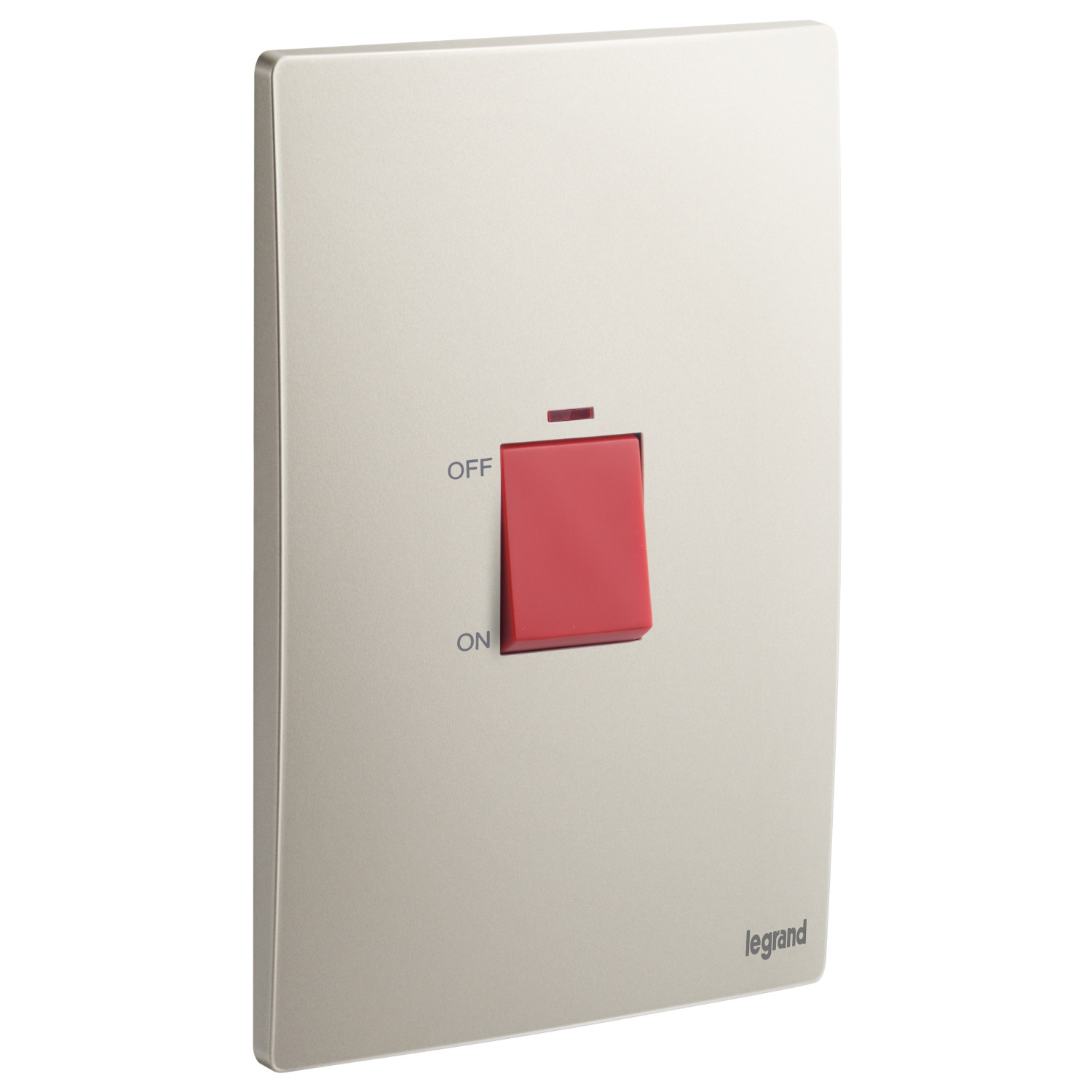 LEGRAND - Double Pole Vertical Switch Mallia , 2 Gang, 1 Way, Red Indicator, 45 A, 250 V~, Champagne
