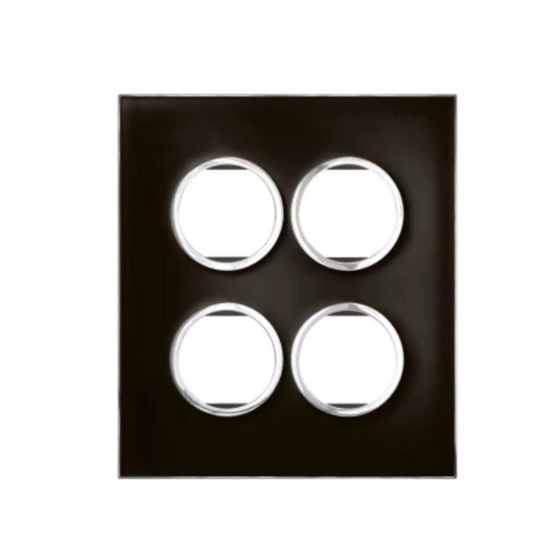 LEGRAND - Cover Plate with Frame Arteor, Indian , 2x4 Modules, Round, Mirror Black