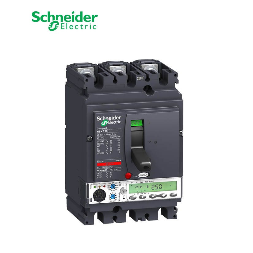 SCHNEIDER - MCCB Breaker, ComPact NSX250F, 3P 3d, 36kA at 415 VAC, MicroLogic 5.2A Trip Unit 160A
