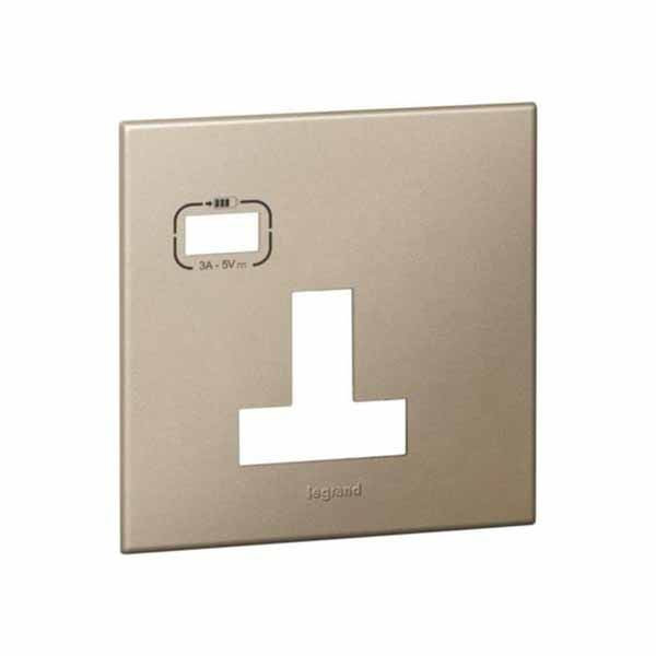 LEGRAND - Plate Arteor, for 13A Unswitched Sockets 1 Gang, with USB Charger, BS, Champagne
