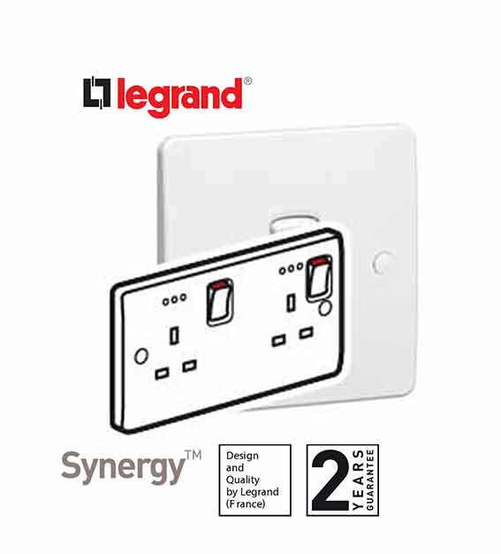 LEGRAND - Double Pole Socket Outlet Synergy, 2 Gang + Indicator, 13 A, 250 V~, White