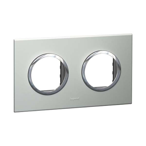 LEGRAND - Plate Arteor, French/German, Round, 2x2 Modules, Pearl Aluminium