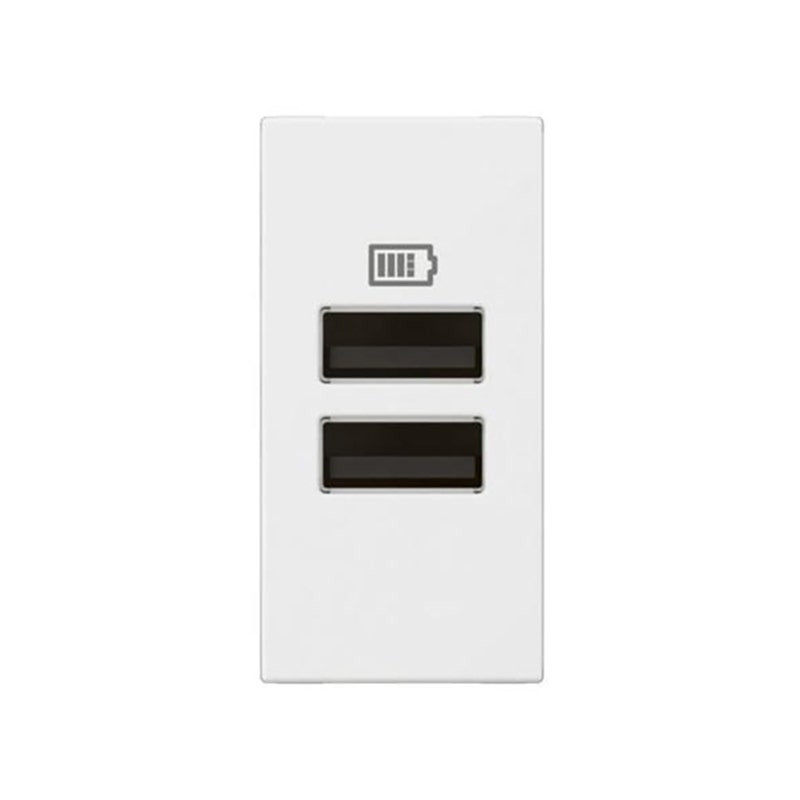 LEGRAND - USB Arteor, 1 Module, Two Ports A+A, 3A, 15W, 5V, 100/240V,White