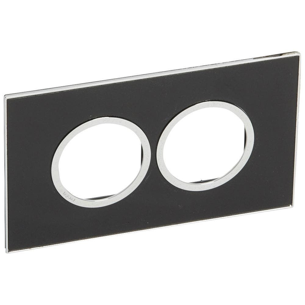 LEGRAND - Plate Arteor, British Standard, Round, 4 Modules, Mirror Black