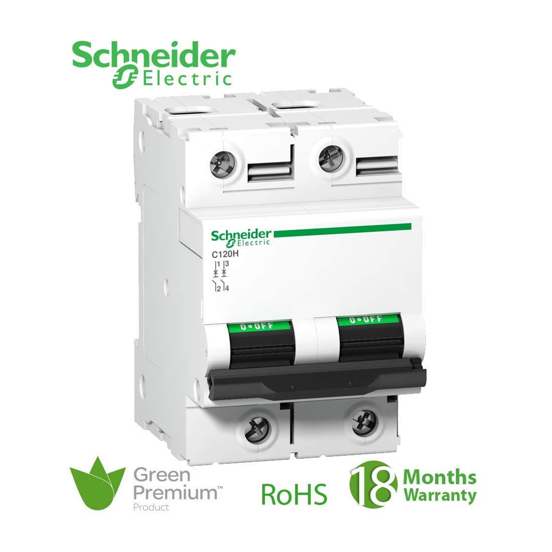 SCHNEIDER - MCB Breaker, Acti9 C120H, 2P, 125A, C curve