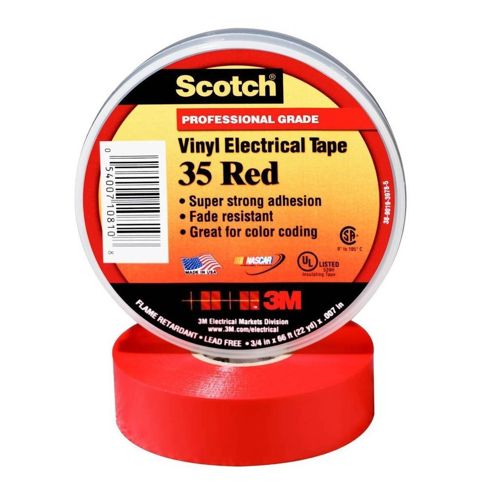 Red Vinyl Tape (3/4" x 66 ft) | 3M