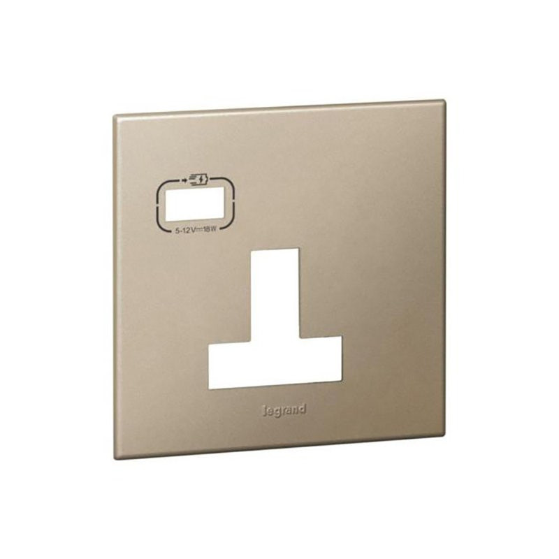 LEGRAND - Plate Arteor, BS, 13A 250V, Single Pole, 1 Gang, with USB-C, Champagne