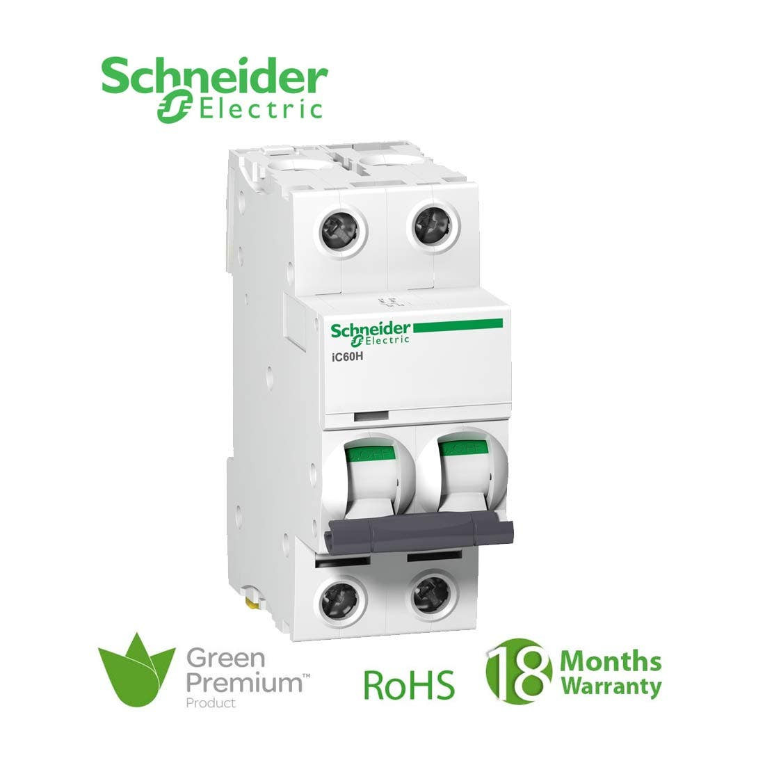 SCHNEIDER - MCB Breaker, Acti9 iC60H, 2P, 25A, C curve 