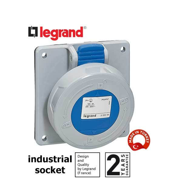 LEGRAND - Panel mounting socket P17 - IP66/67 - 200/250 V~ - 16 A - 2P+E