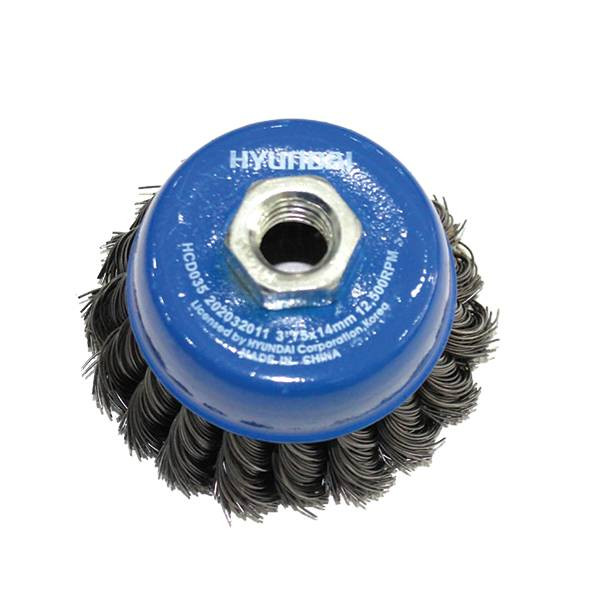 Braided Iron Wire Cup Brush - Braided Iron Wire Cup Brush (3") 14mm HCD035 Hyundai