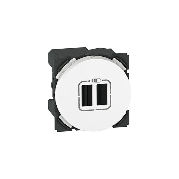 LEGRAND - USB Power Charger Supply Arteor, Double USB Sockets, 5V, 1500 mA, Round, 2 Modules, White