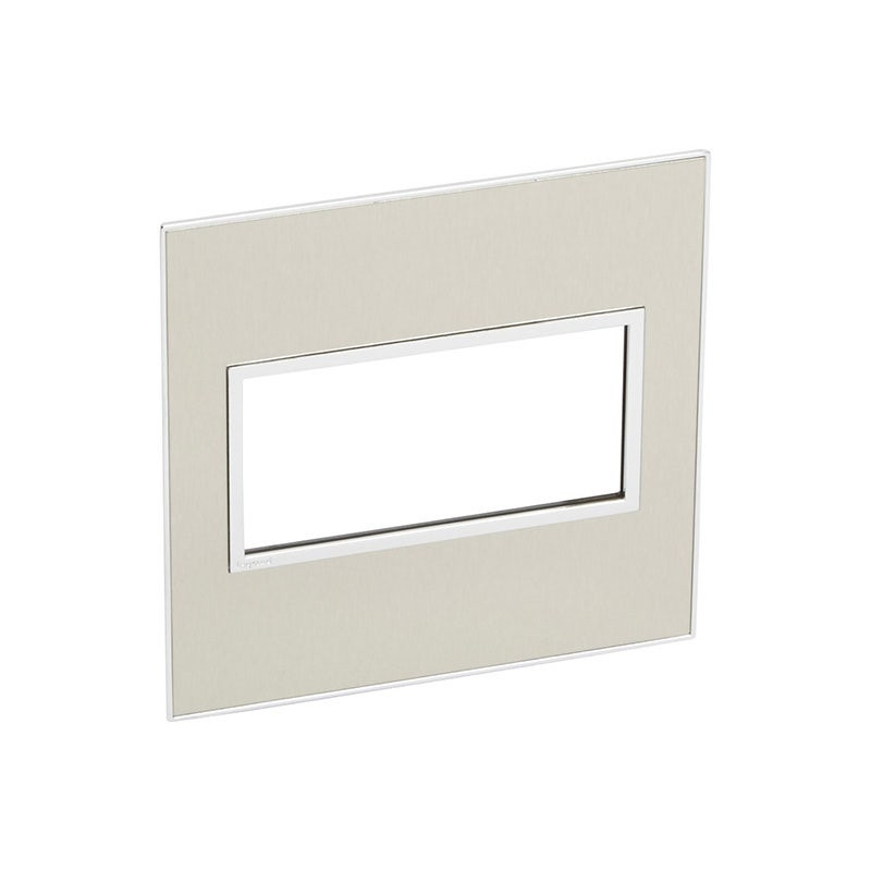 LEGRAND - Plate Arteor, Italian/US, 4 Modules, Square, 4''x4'', Stainless Steel