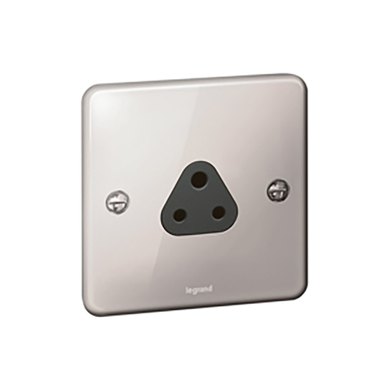 LEGRAND - Socket Outlet Synergy Authentic, 1 Gang, Unswitched, 2A, 250V, Polished Stainless Steel