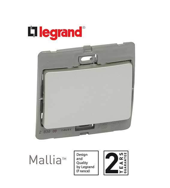 DISCONTINUED LEGRAND - Single Pole Switch Mallia, 1 Gang, Intermediate, 10 AX, 250 V~, Silver