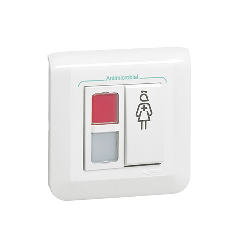 LEGRAND - Push-Button Antimicrobial Mosaic 2 Modules, 1 Red Indicator, 1 White Indicator, and 1 Call and Nurse