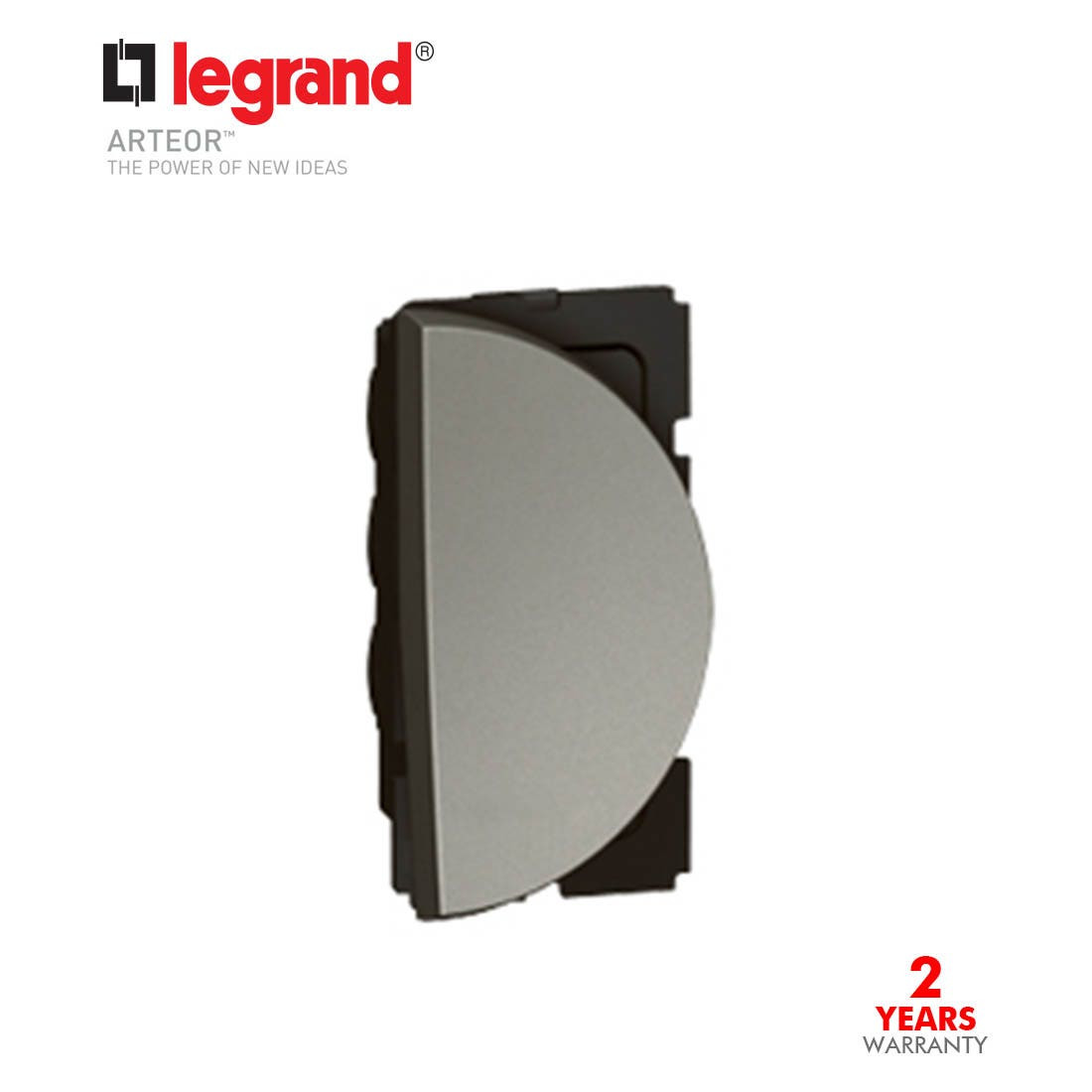 LEGRAND - 2-Way Switch Arteor, 10 AX 250 V, Round, 1 Right Modules, Magnesium